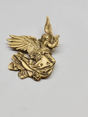 Gold-Tone Angel Brooch Pin - Elegant Women’s Jewelry